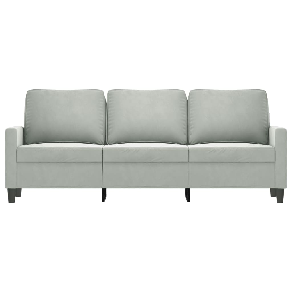 Canapé 3 places gris clair 180 cm velours