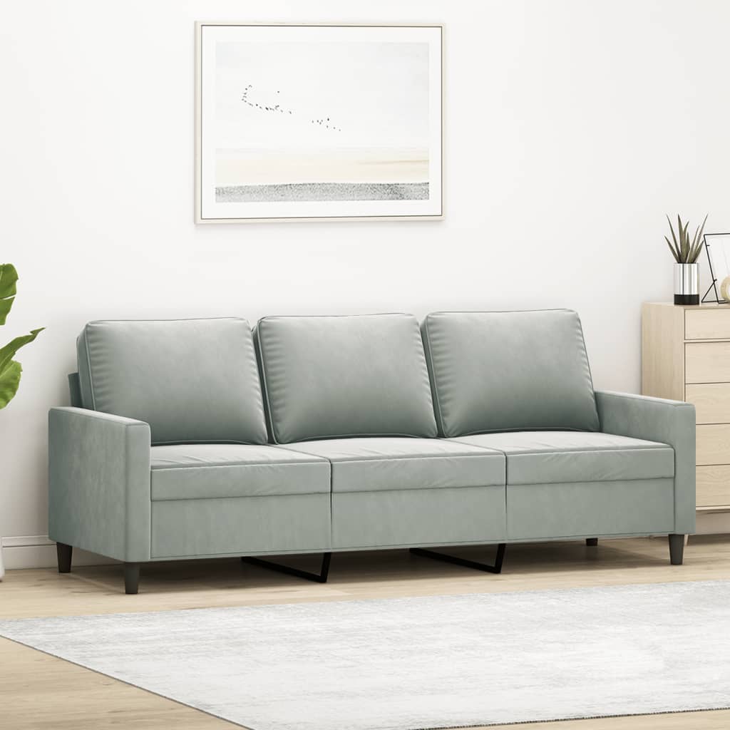 Canapé 3 places gris clair 180 cm velours