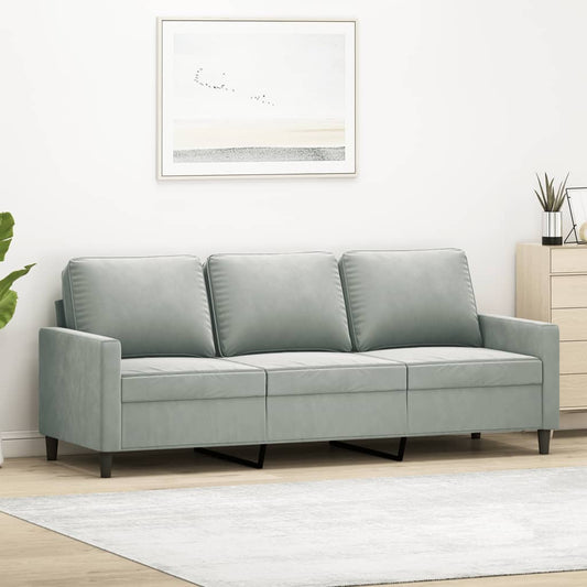 Canapé 3 places gris clair 180 cm velours