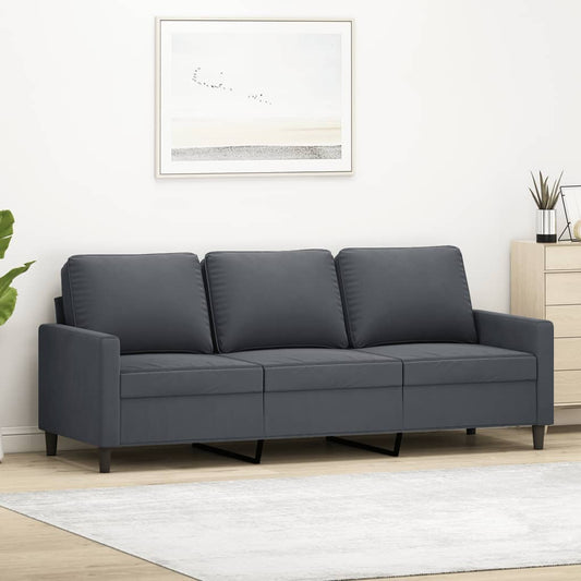 Canapé 3 places velours gris foncé 180 cm