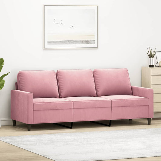 Canapé 3 places rose 180 cm velours
