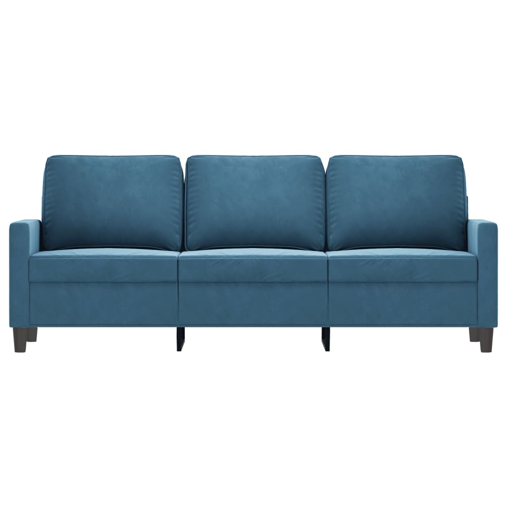 Canapé 3 places velours bleu 180 cm