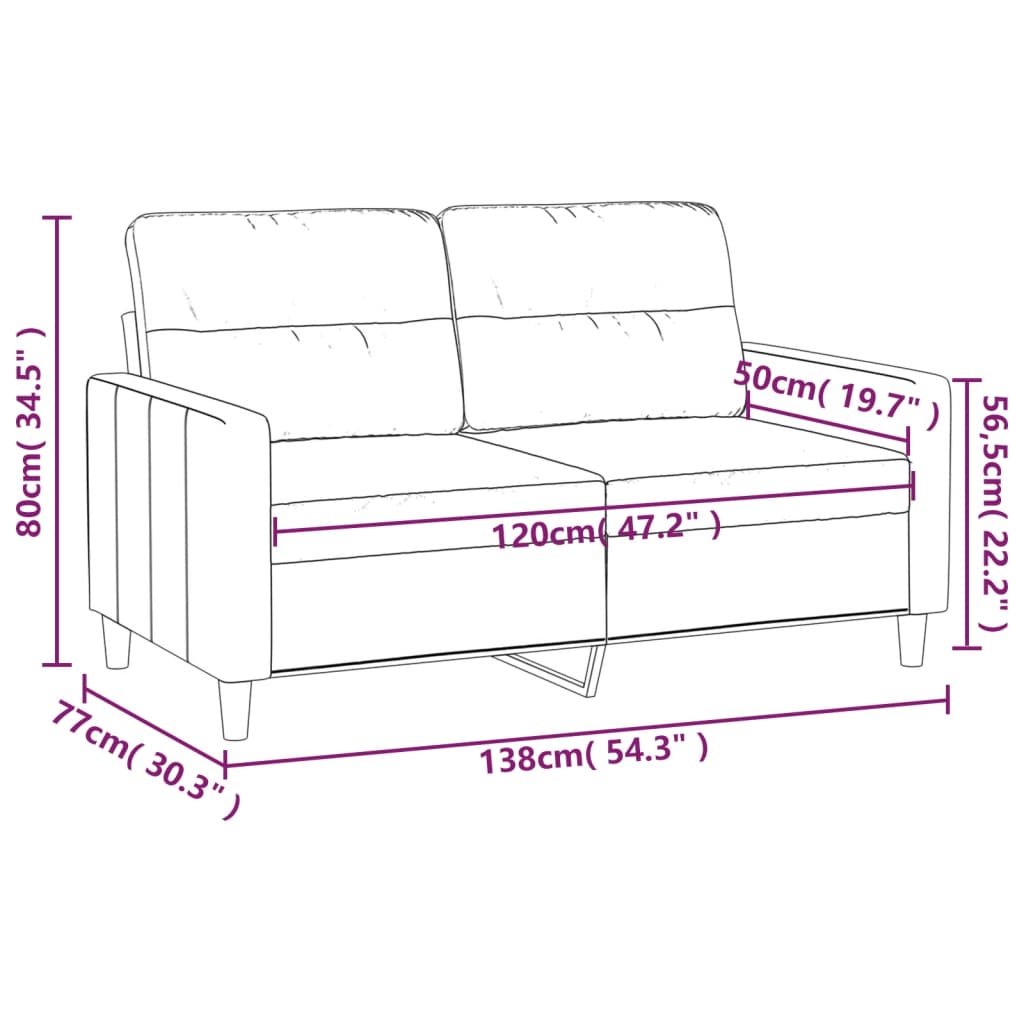 2-Sitzer-Sofa Dunkelgrau 120 cm Stoff