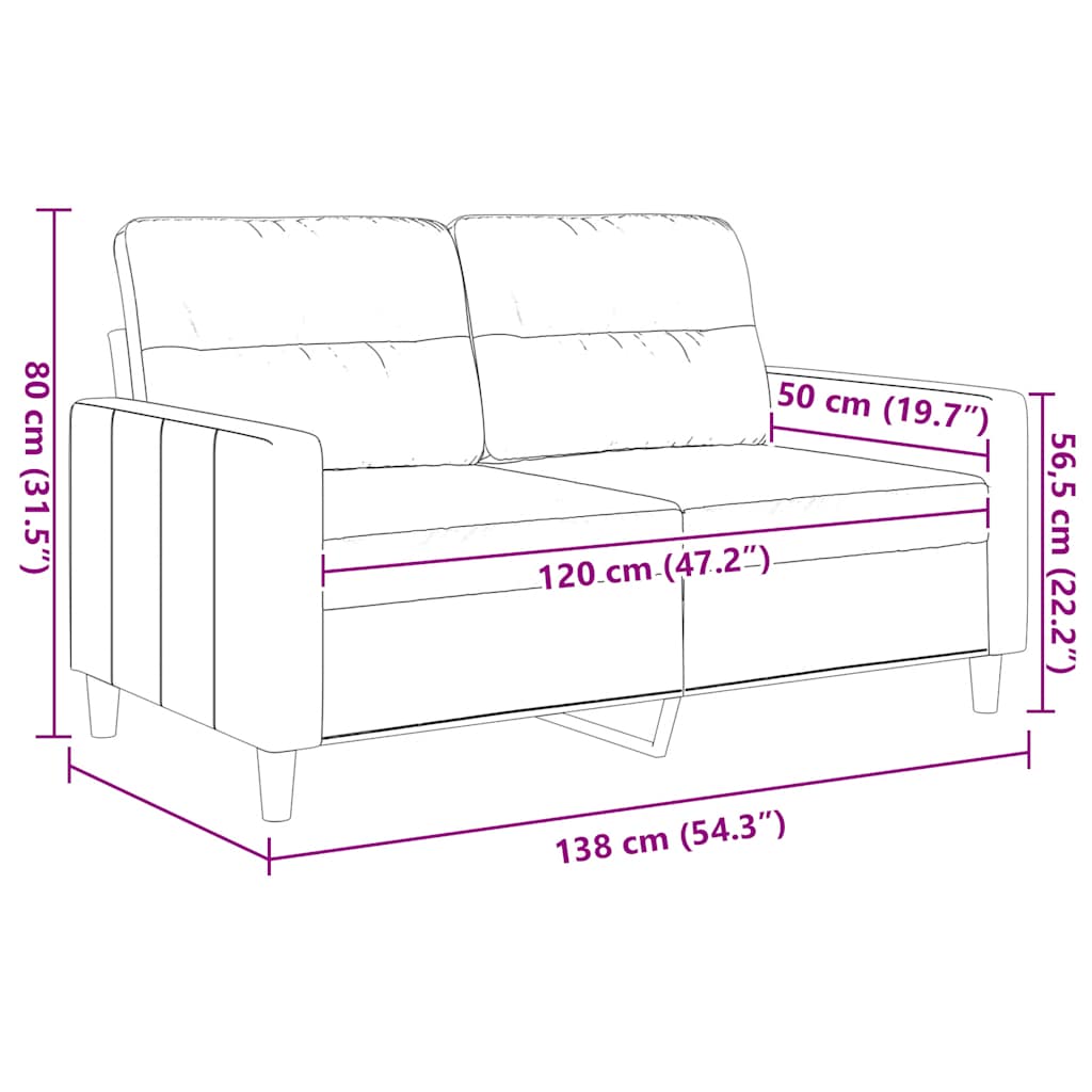 2-Sitzer-Sofa Creme 120 cm Stoff