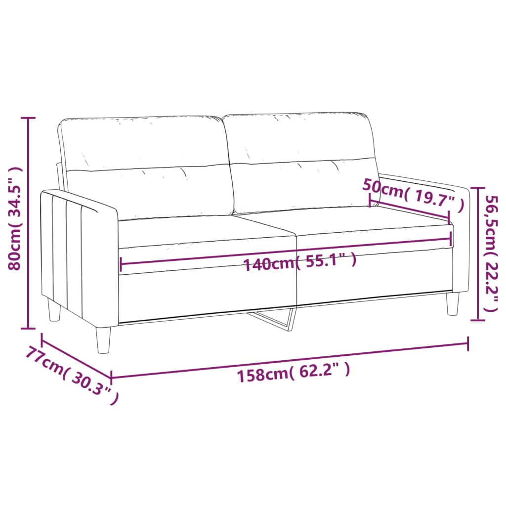 Canapé 2 places tissu crème 140 cm