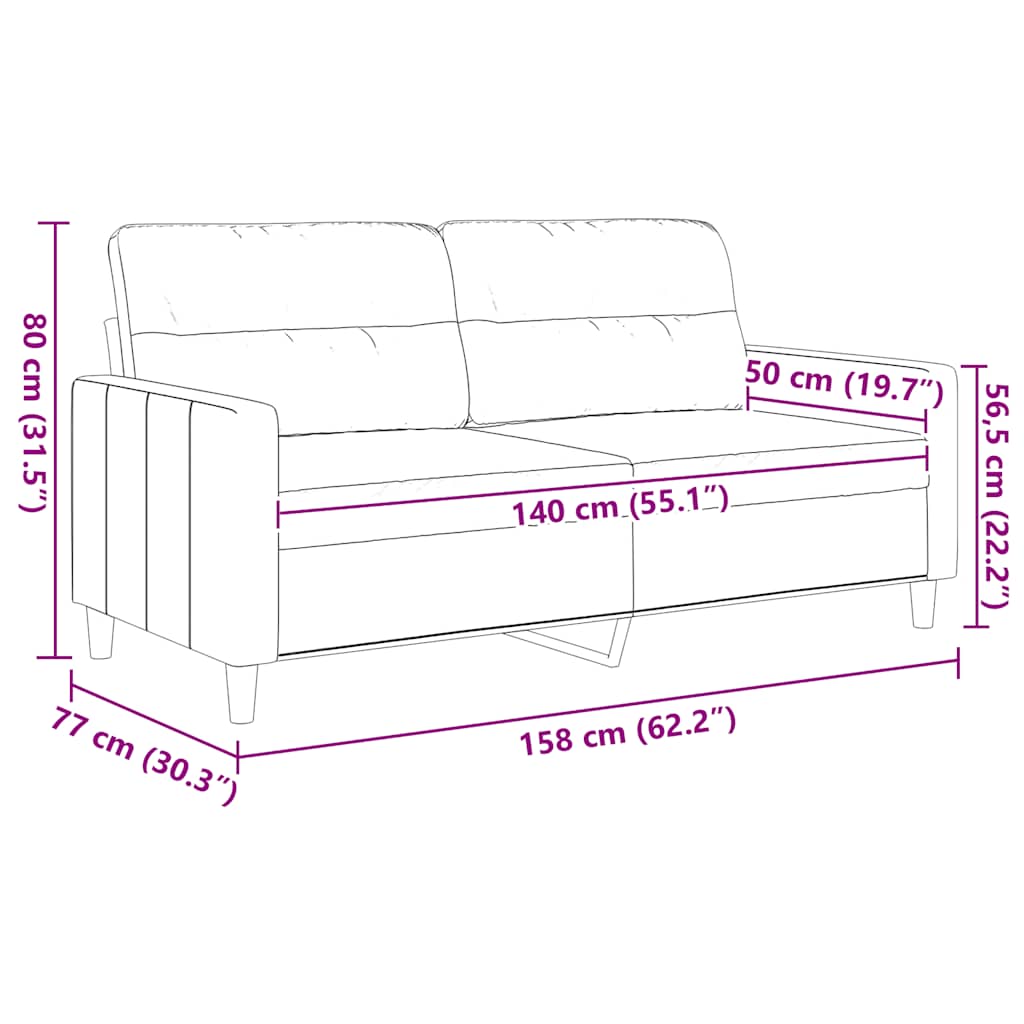 2-Sitzer-Sofa Taupe 140 cm Stoff