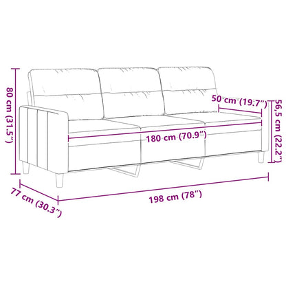 3-Sitzer-Sofa Hellgrau 180 cm Stoff