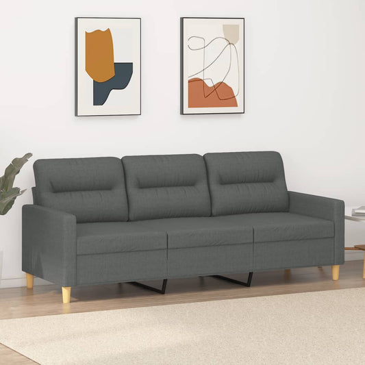 Canapé 3 places tissu gris foncé 180 cm
