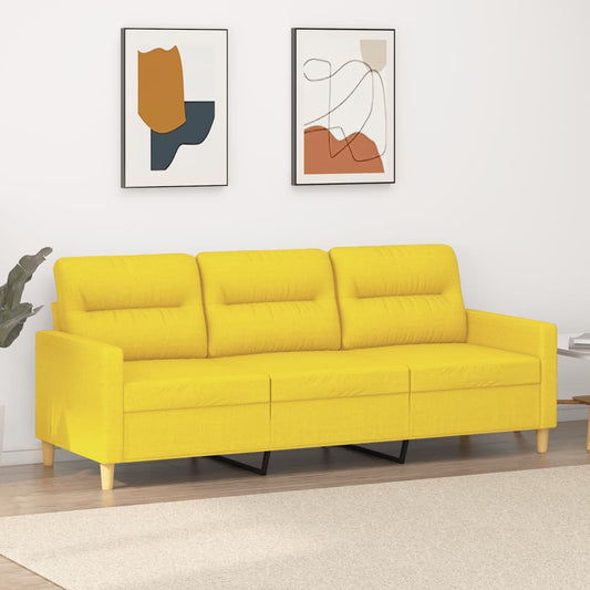Canapé 3 places tissu jaune clair 180 cm