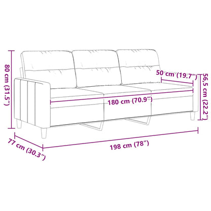 3-Sitzer-Sofa Weinrot 180 cm Stoff