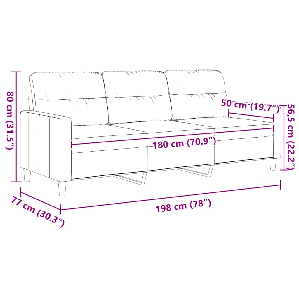 3-Sitzer-Sofa Taupe 180 cm Stoff