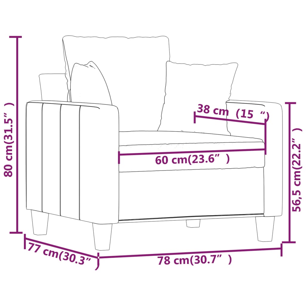 Sofasessel Schwarz 60 cm Stoff