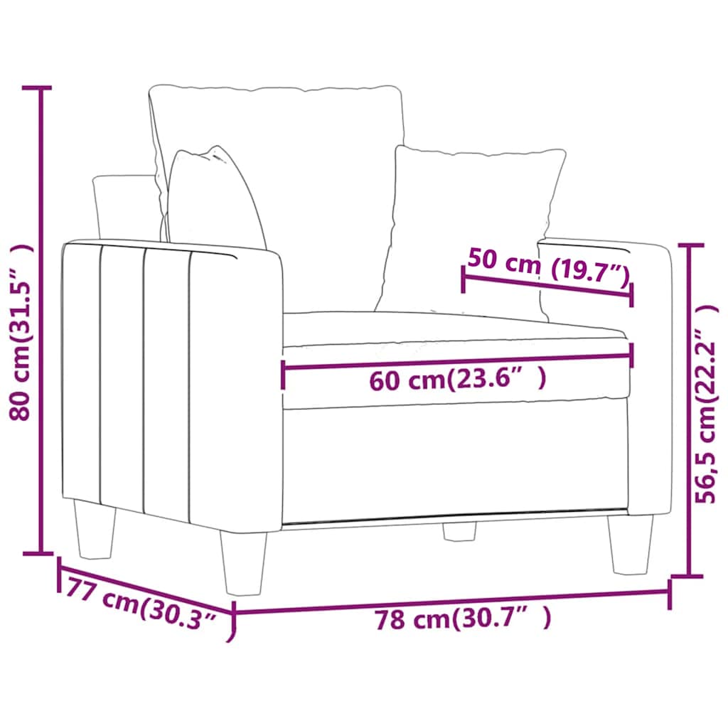 Sessel Schwarz 60 cm Stoff