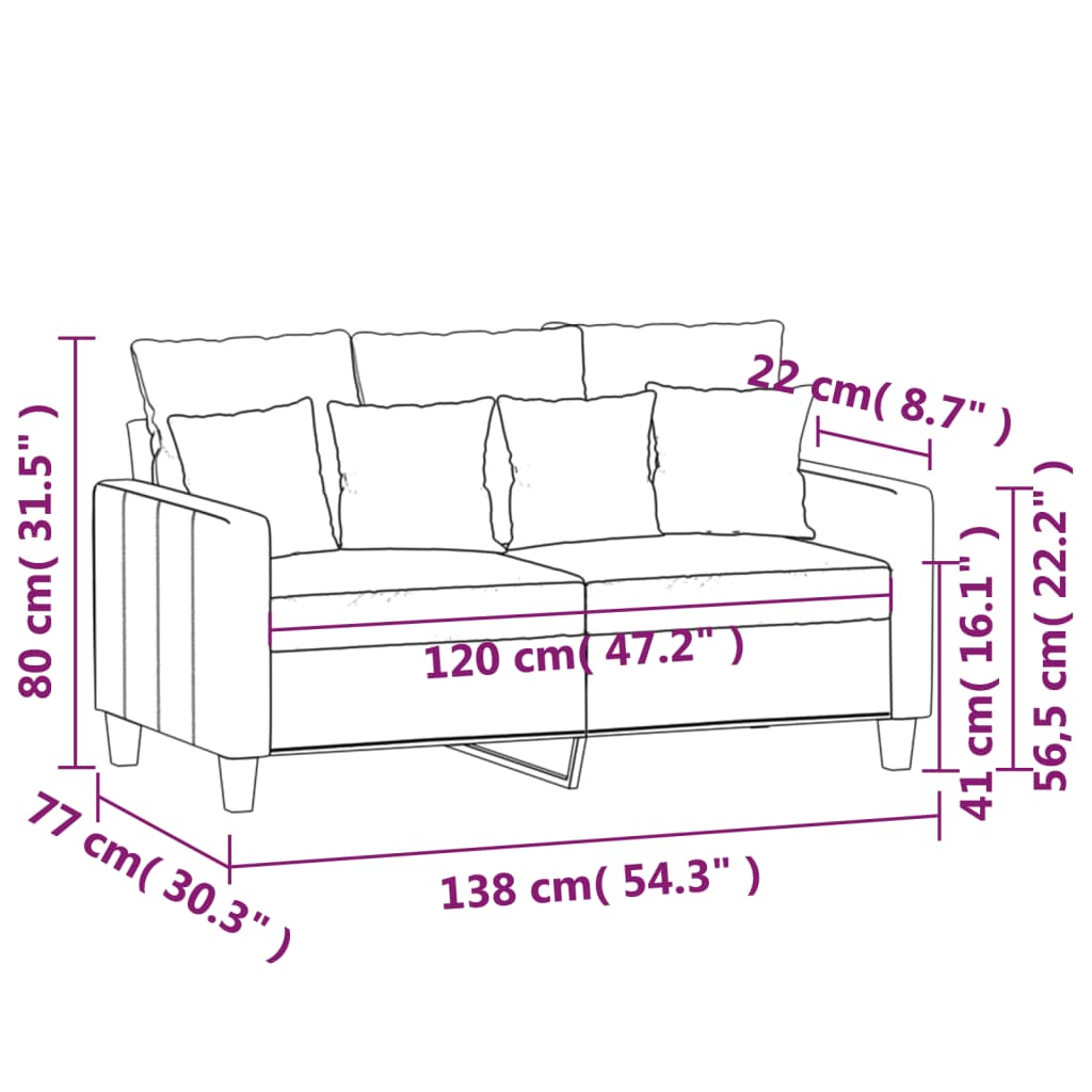 Canapé 2 places tissu jaune clair 120 cm