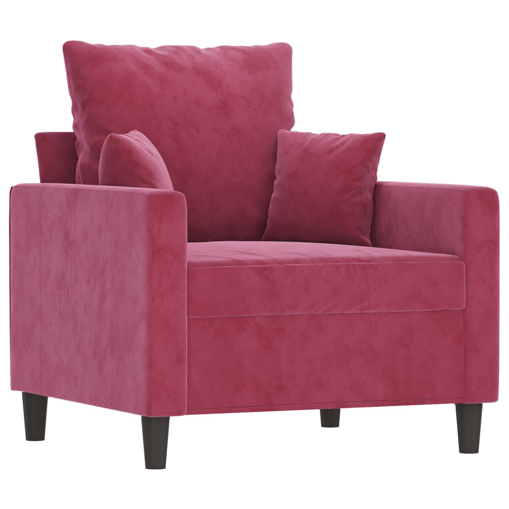 Fauteuil bordeaux 60 cm velours