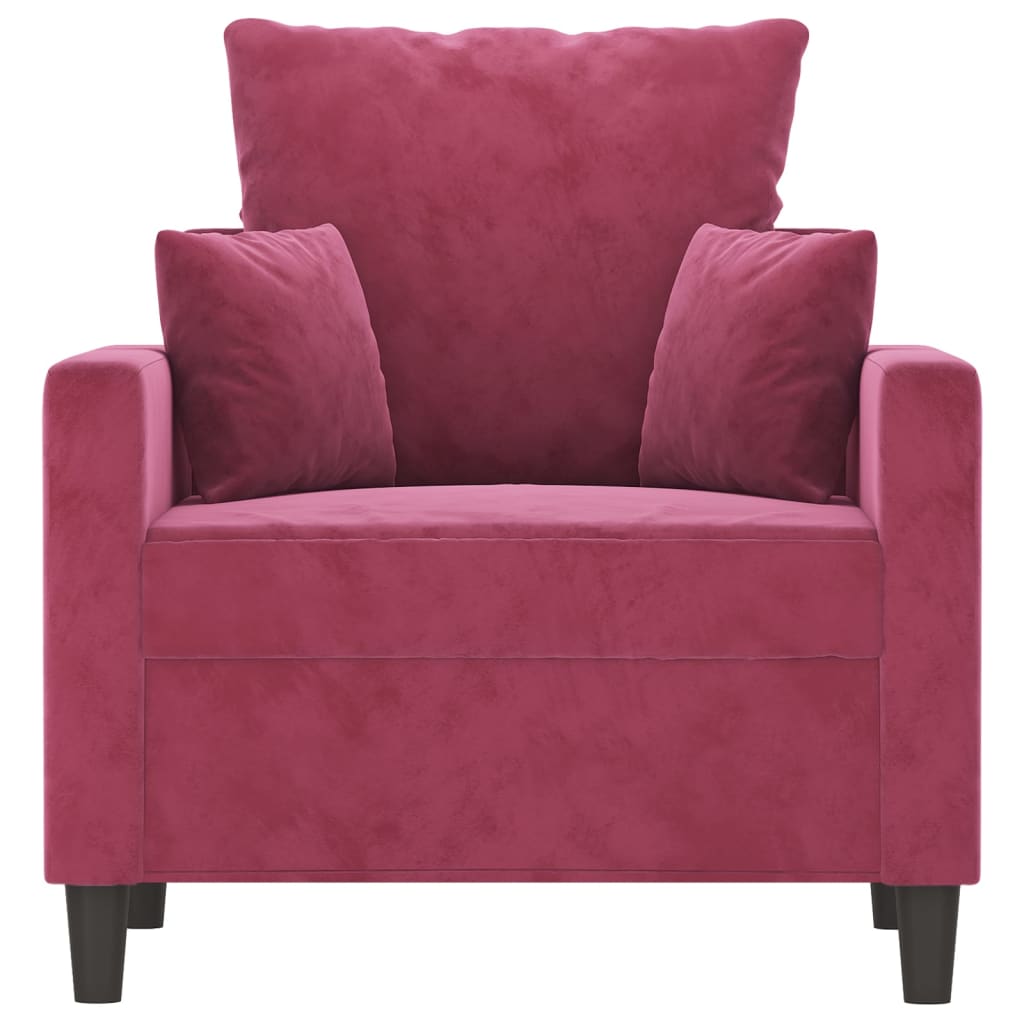 Fauteuil bordeaux 60 cm velours