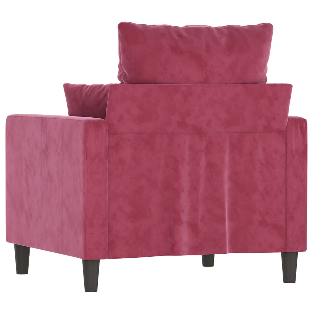 Fauteuil bordeaux 60 cm velours