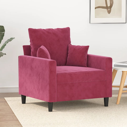 Fauteuil bordeaux 60 cm velours