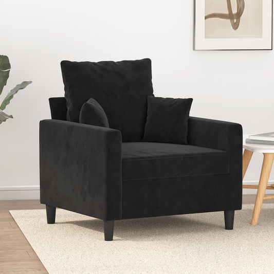 Fauteuil en velours noir 60 cm