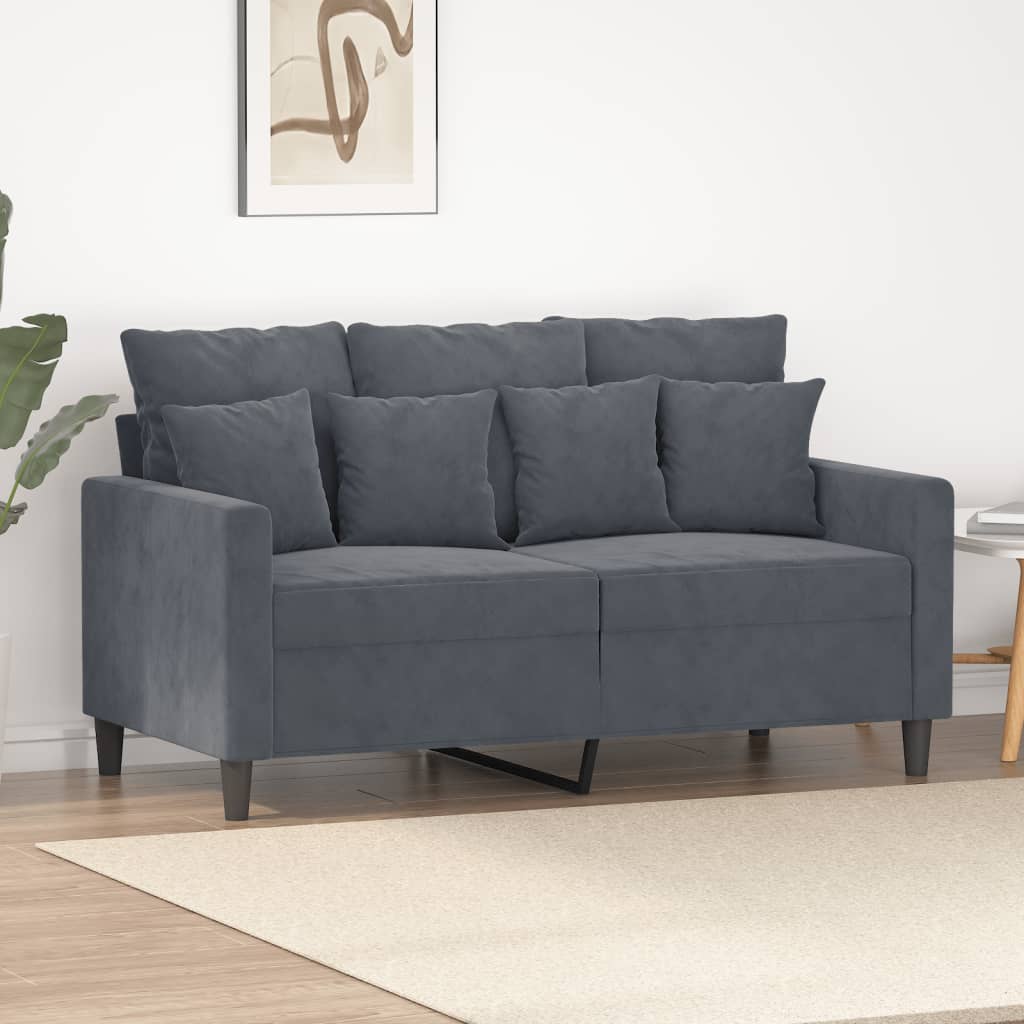 Canapé 2 places velours gris foncé 120 cm