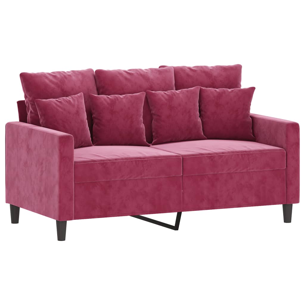 Canapé 2 places bordeaux 120 cm velours