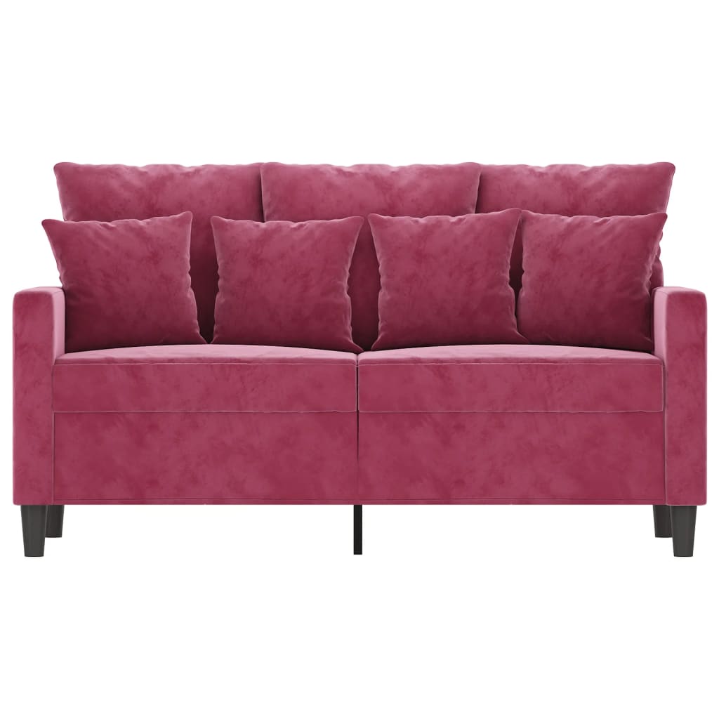 Canapé 2 places bordeaux 120 cm velours