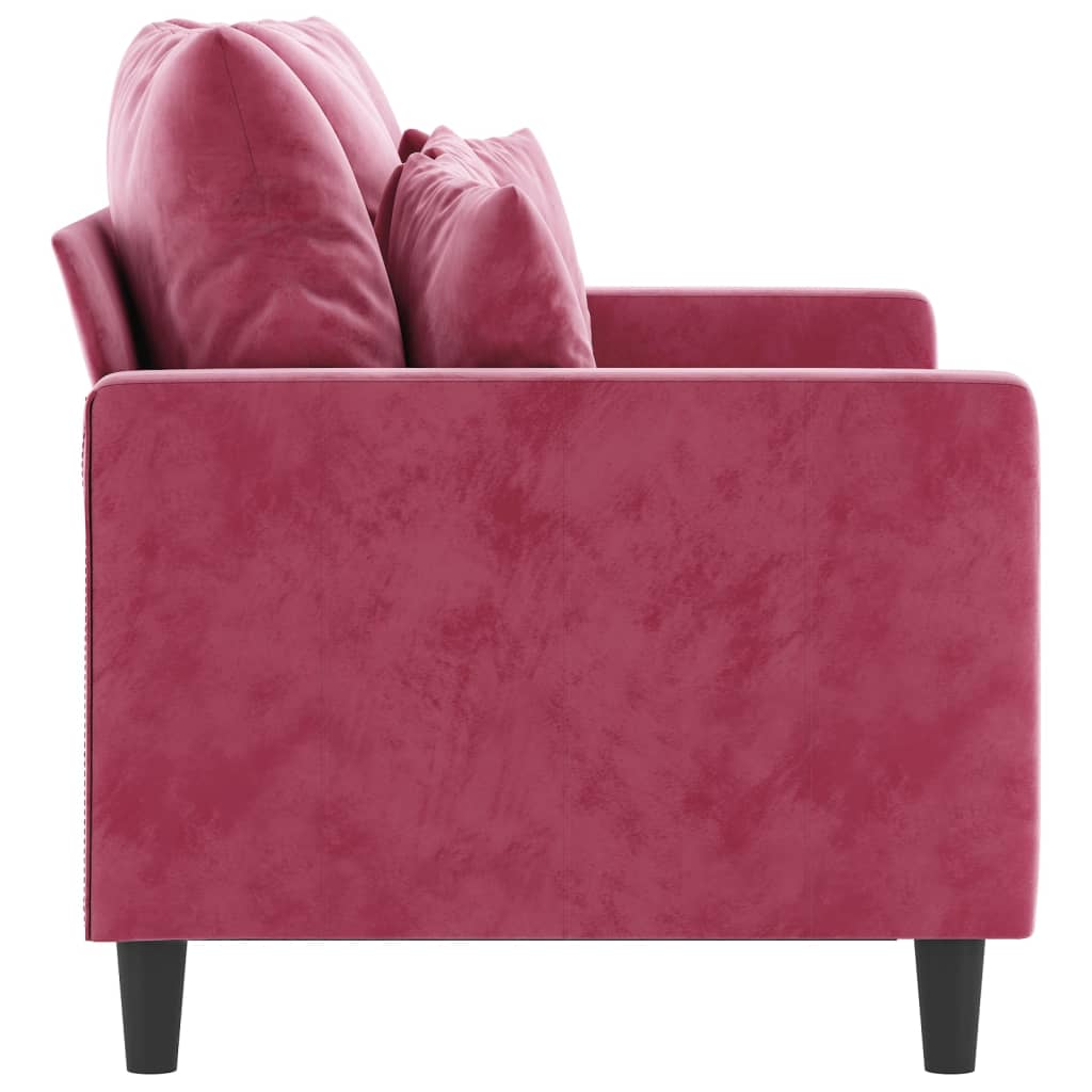 Canapé 2 places bordeaux 120 cm velours