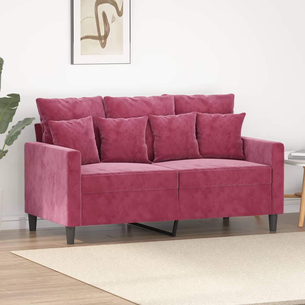 Canapé 2 places bordeaux 120 cm velours