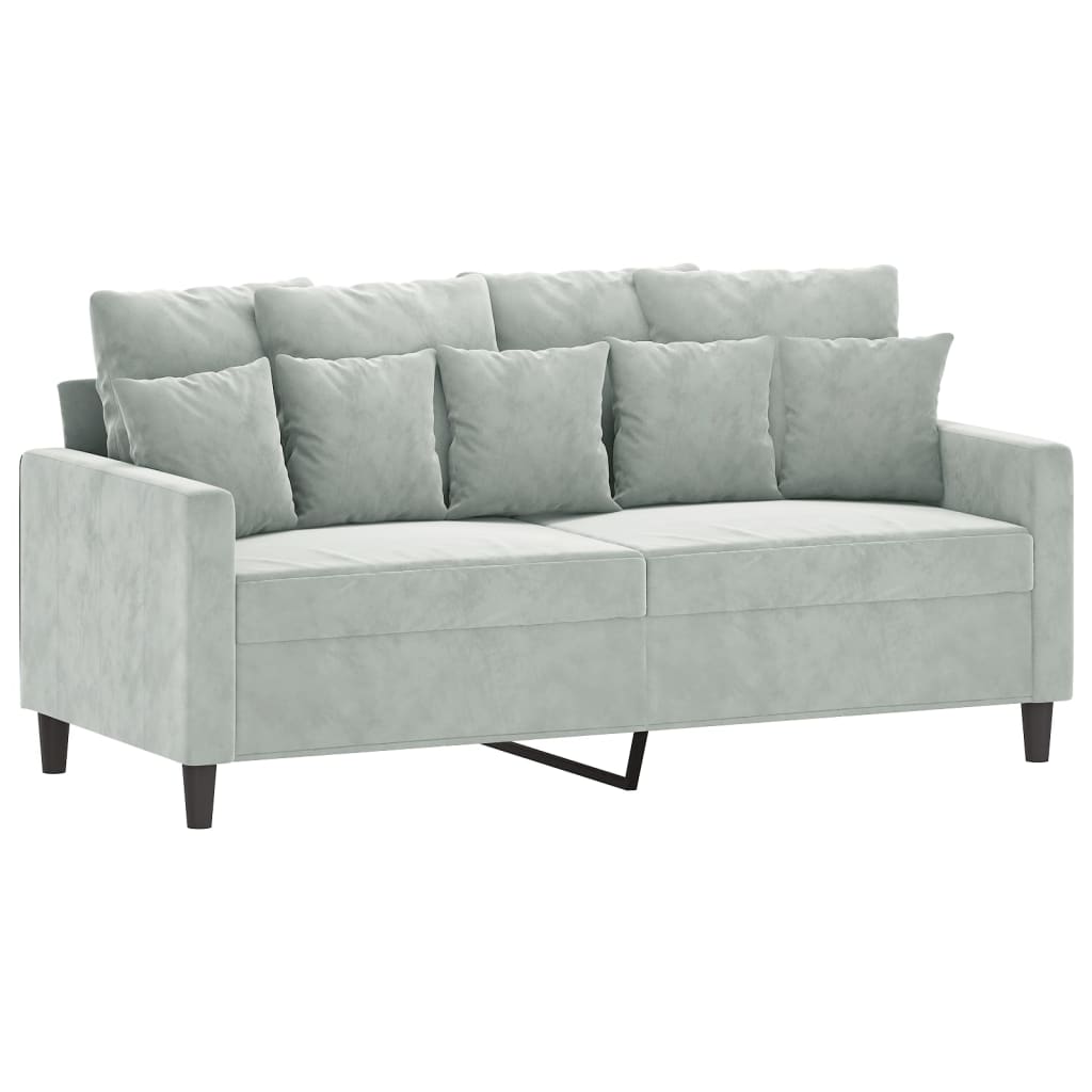 Canapé 2 places gris clair 140 cm velours
