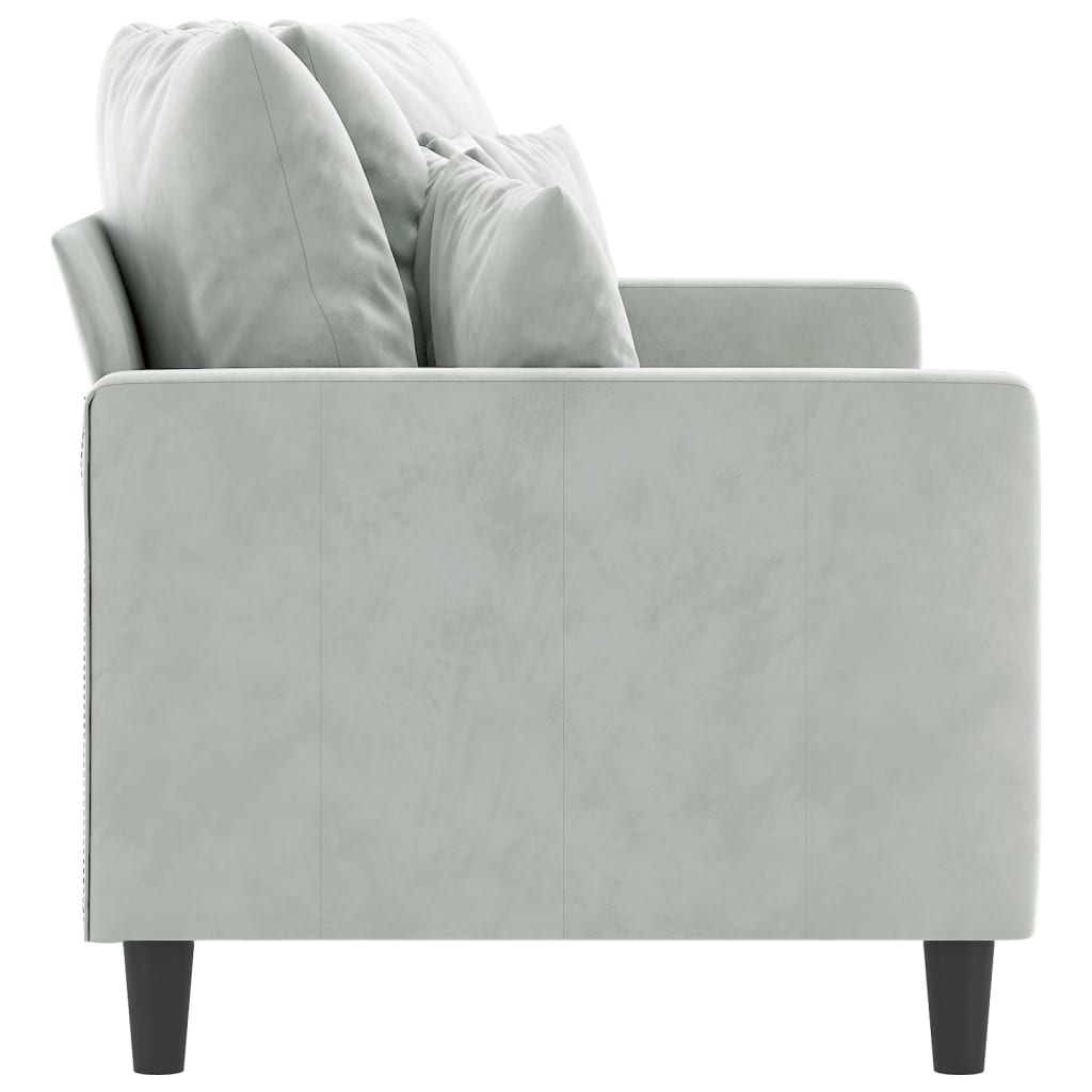 Canapé 2 places gris clair 140 cm velours