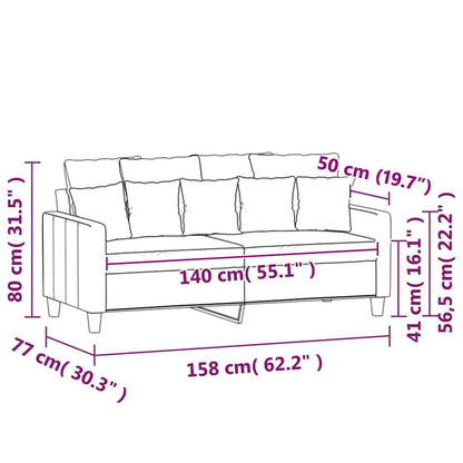 2-Sitzer-Sofa Hellgrau 140 cm Samt