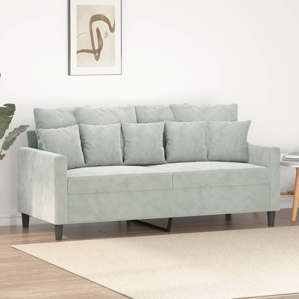 Canapé 2 places gris clair 140 cm velours