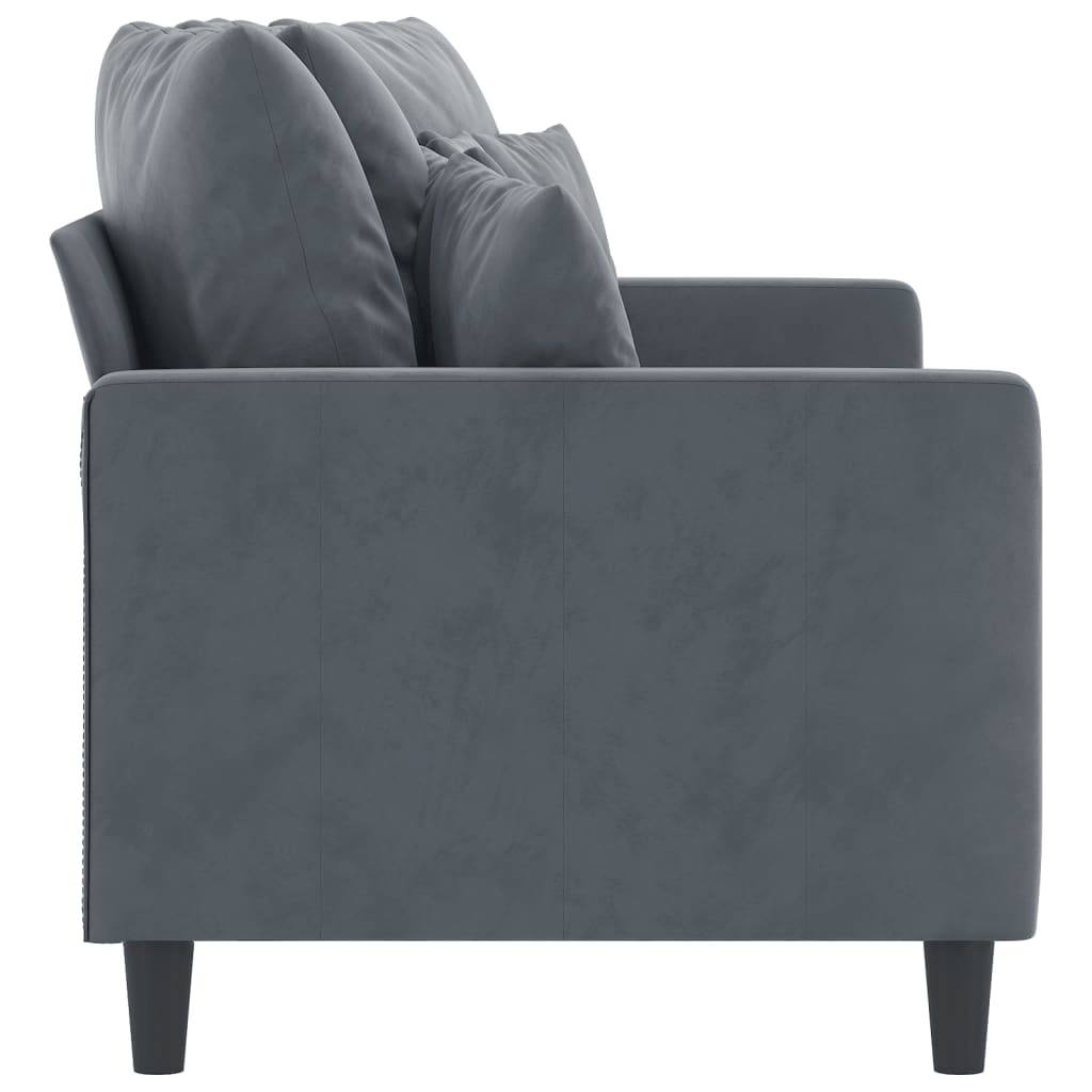 Canapé 2 places velours gris foncé 140 cm