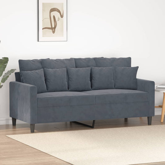 Canapé 2 places velours gris foncé 140 cm