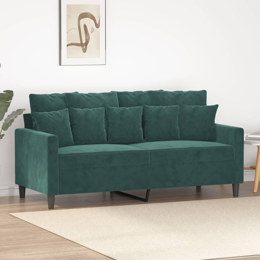 Canapé 2 places velours vert foncé 140 cm