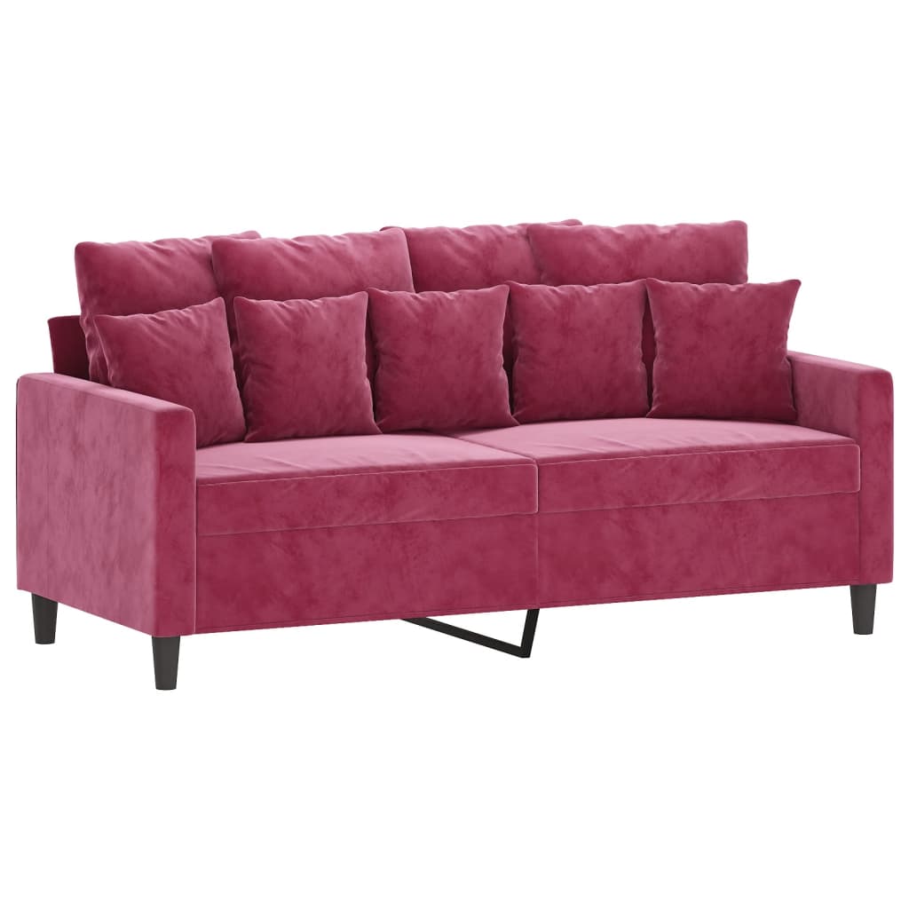Canapé 2 places bordeaux 140 cm velours