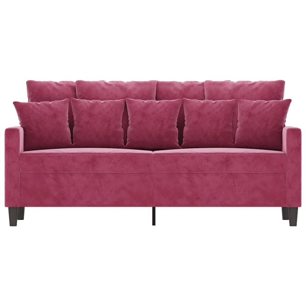 Canapé 2 places bordeaux 140 cm velours