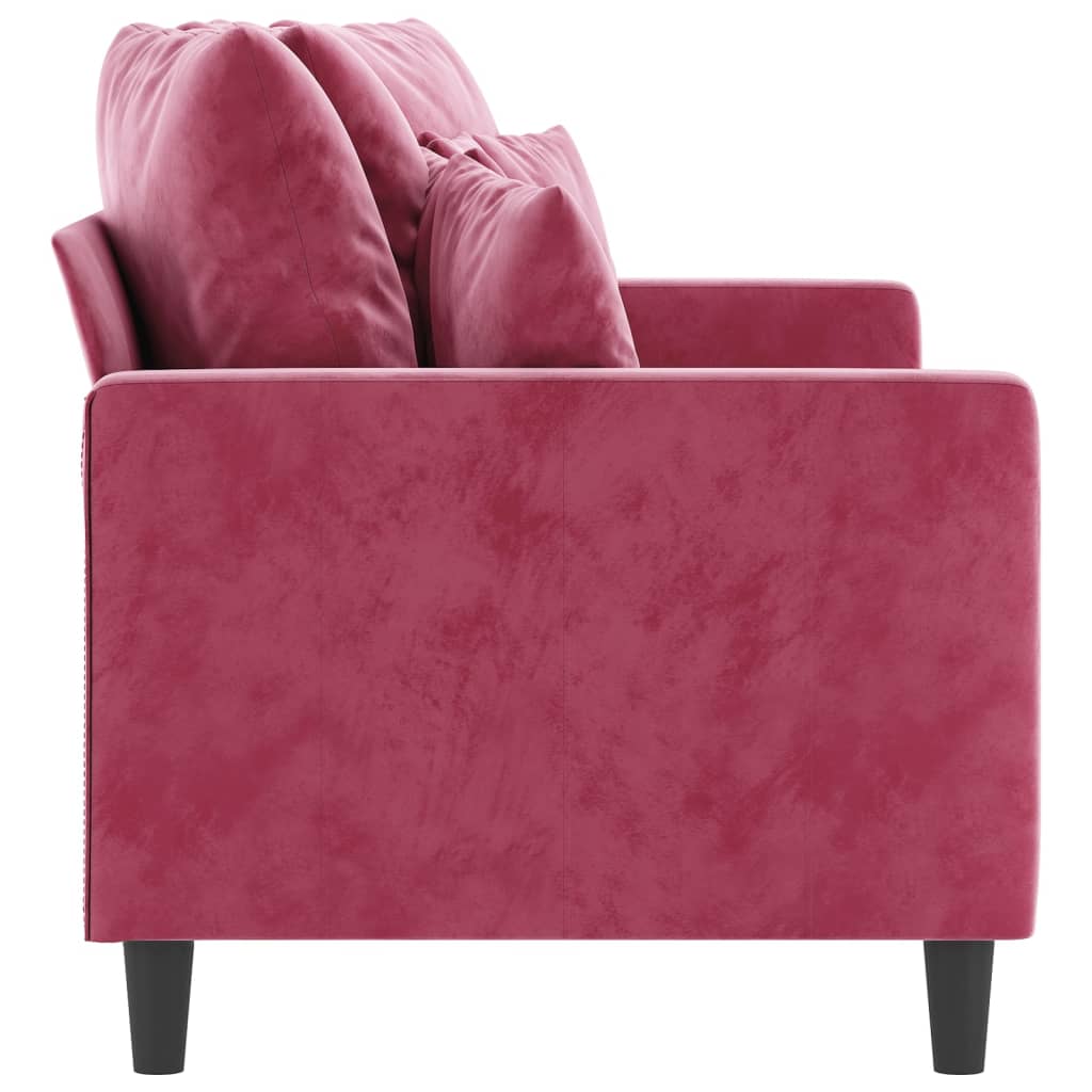 Canapé 2 places bordeaux 140 cm velours