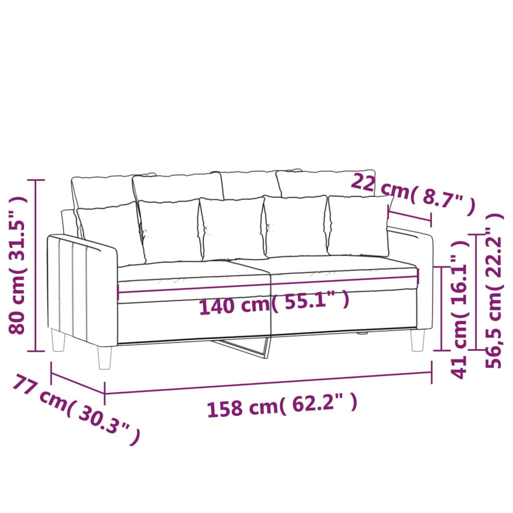 Canapé 2 places bordeaux 140 cm velours