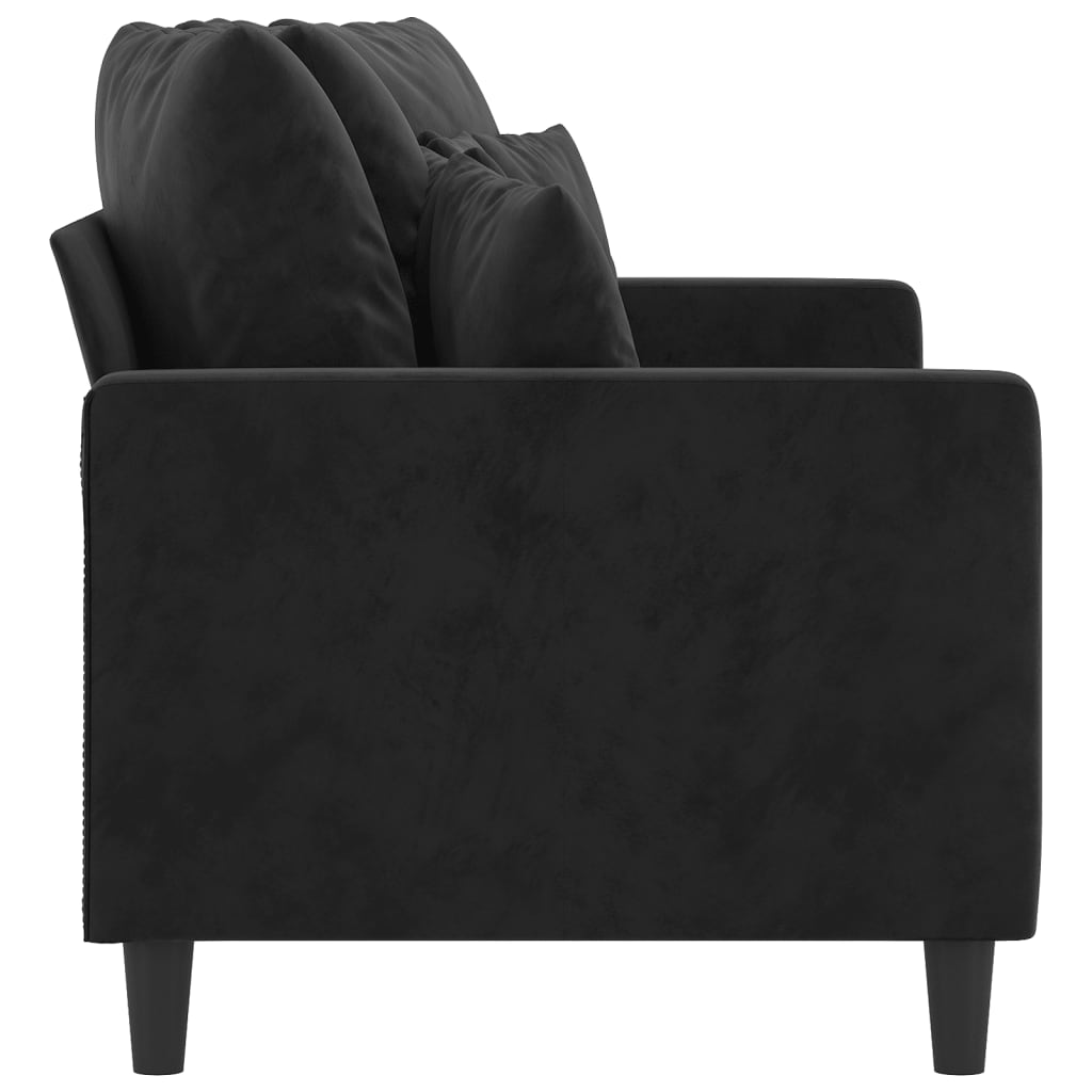 Canapé 2 places velours noir 140 cm