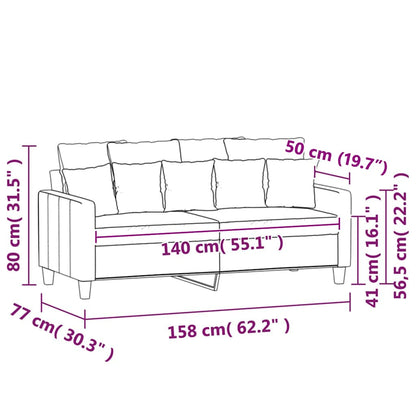 2-Sitzer-Sofa Schwarz 140 cm Samt