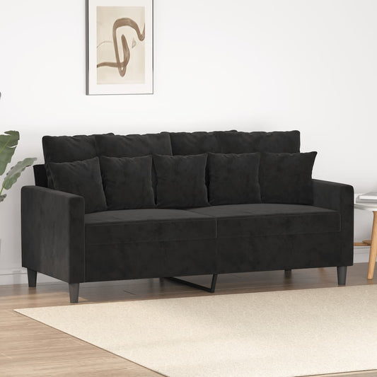 Canapé 2 places velours noir 140 cm