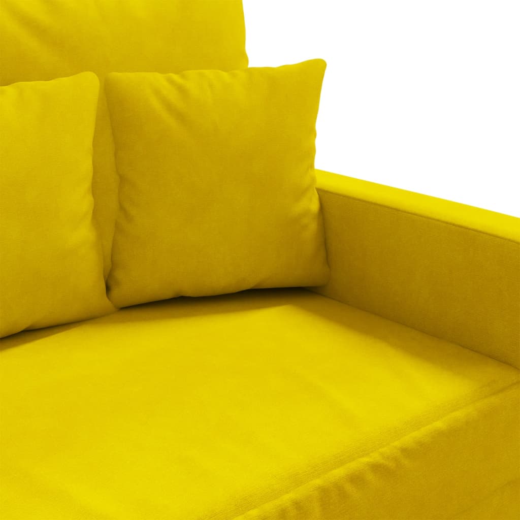 Canapé 2 places jaune 140 cm velours