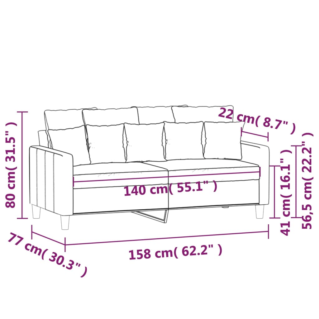 2-Sitzer-Sofa Creme 140 cm Samt