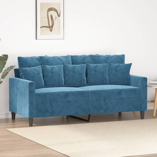 2-seater sofa blue 140 cm velvet