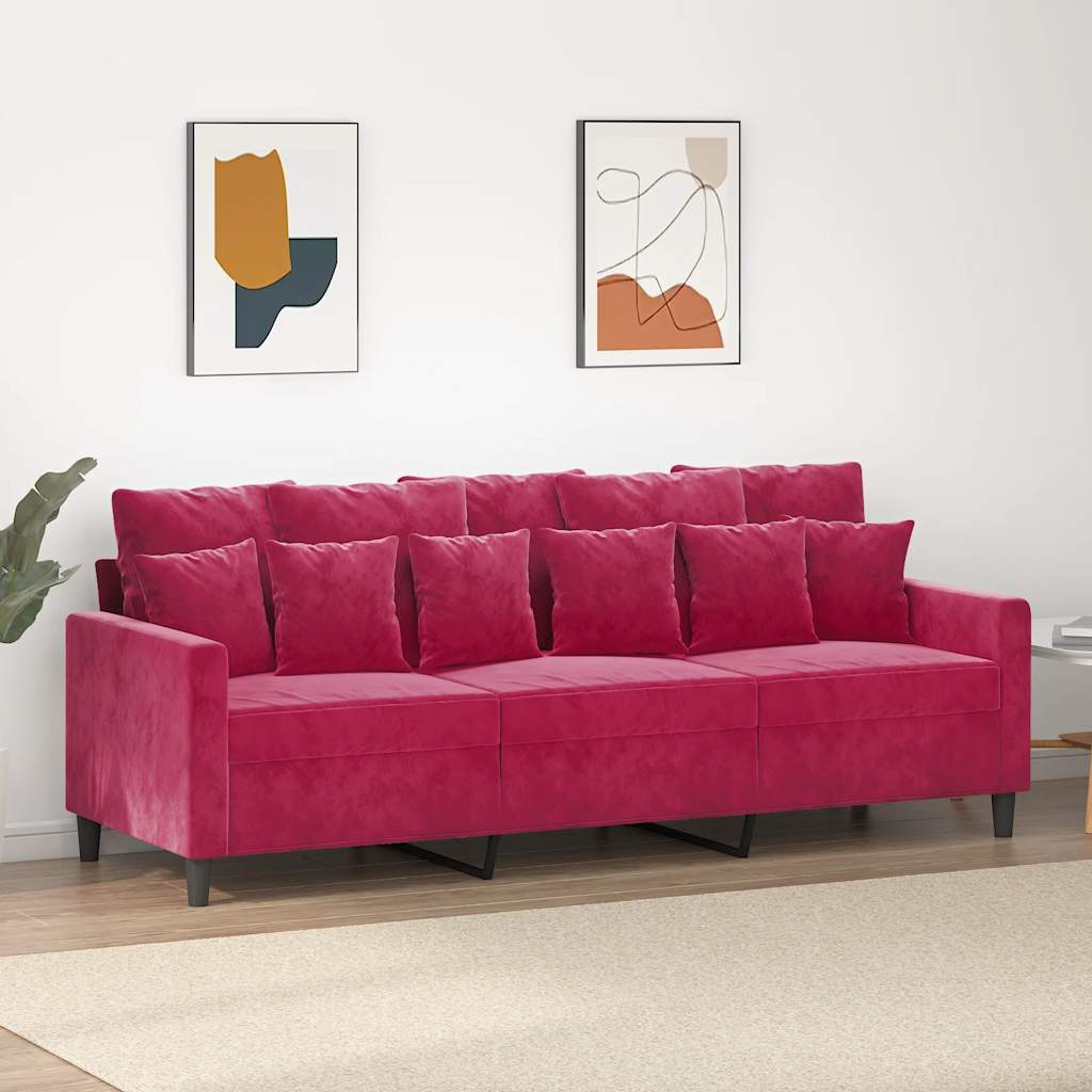3-Sitzer-Sofa Weinrot 180 cm Samt