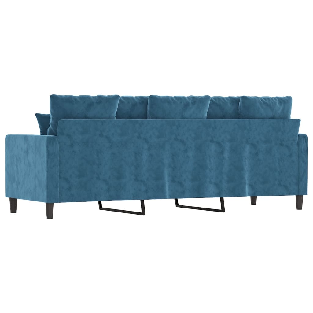 Canapé 3 places velours bleu 180 cm