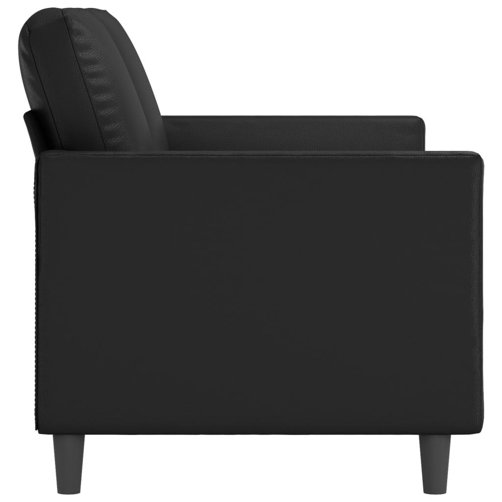 Canapé 2 places noir 140 cm simili cuir