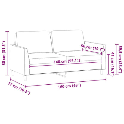 2-Sitzer-Sofa Schwarz 140 cm Kunstleder