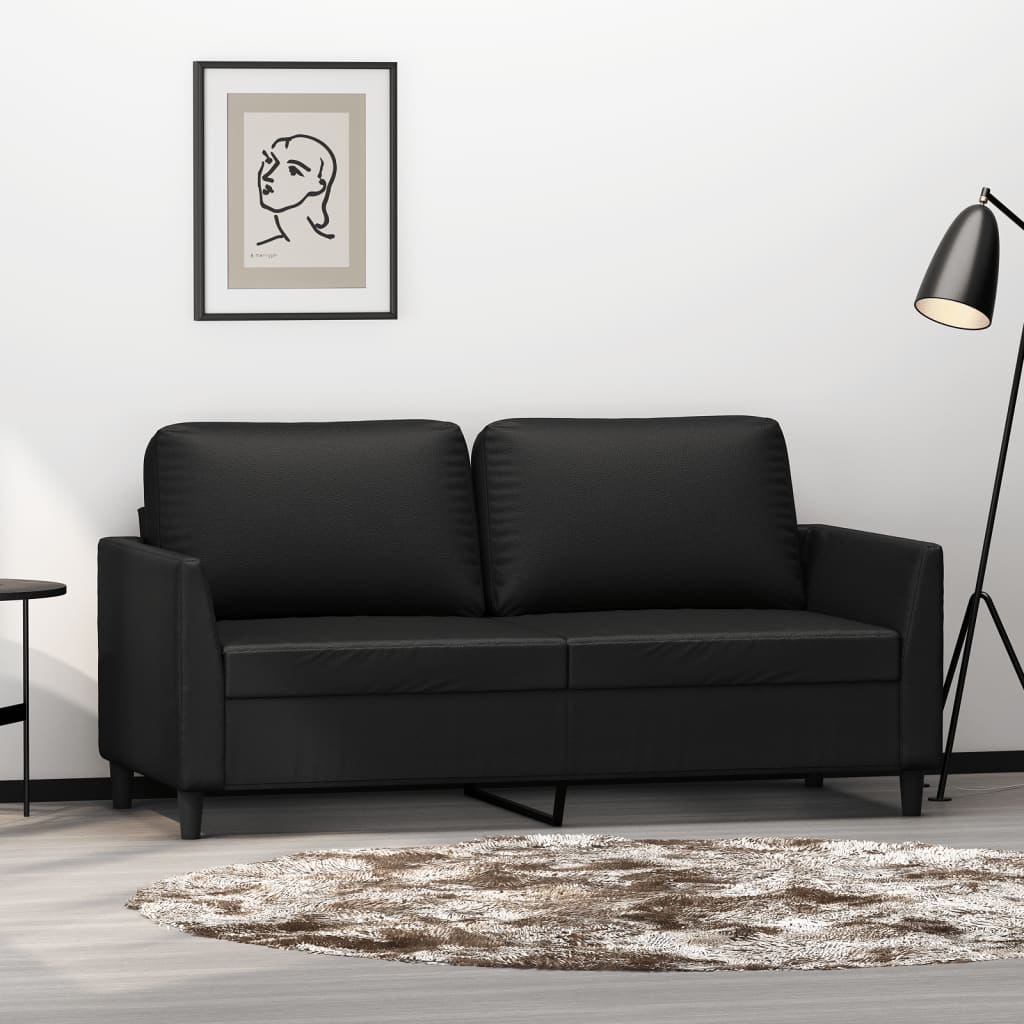 Canapé 2 places noir 140 cm simili cuir